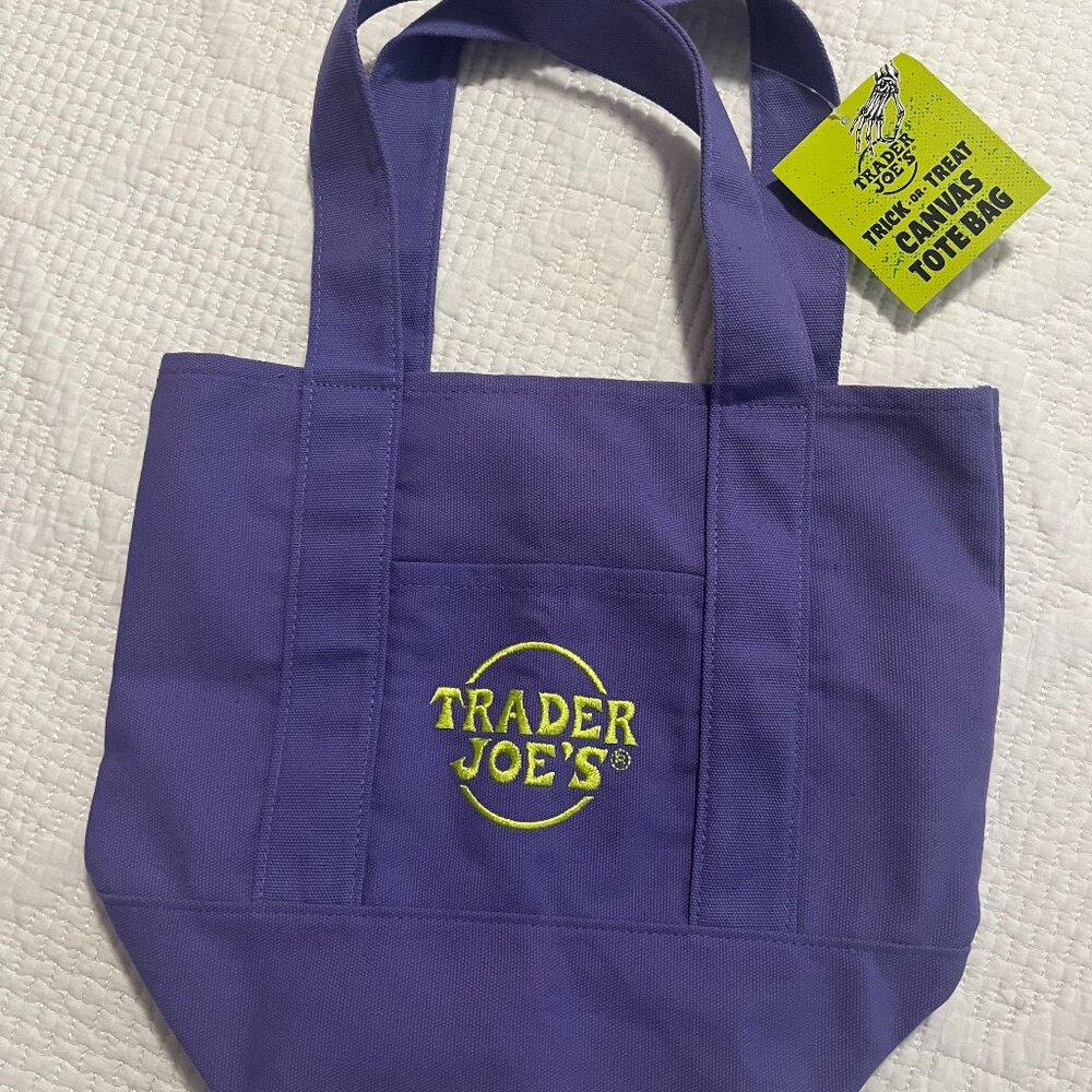 Trader Joes- green/ purple mini canvas tote